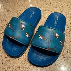 Blue Shark Old Navy Slide Sandals - little kid size 10/11